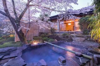 写真：桜の見える温泉付き客室