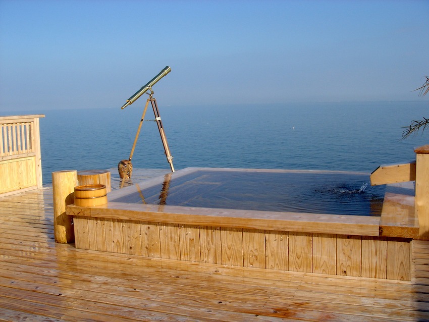 有明海を一望できる露天風呂の写真