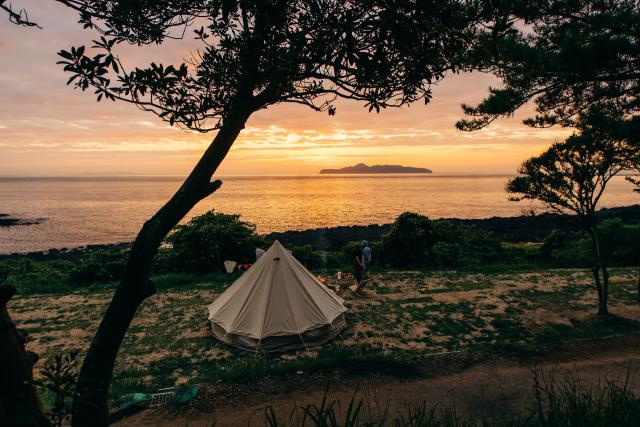 写真：夕暮れの波戸岬キャンプ場
